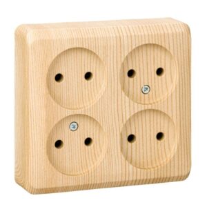 Розетка 4-м ОП Этюд 16А IP20 250В без заземл. без защ. шторок сосна SE PA16-205D оптом купить цена