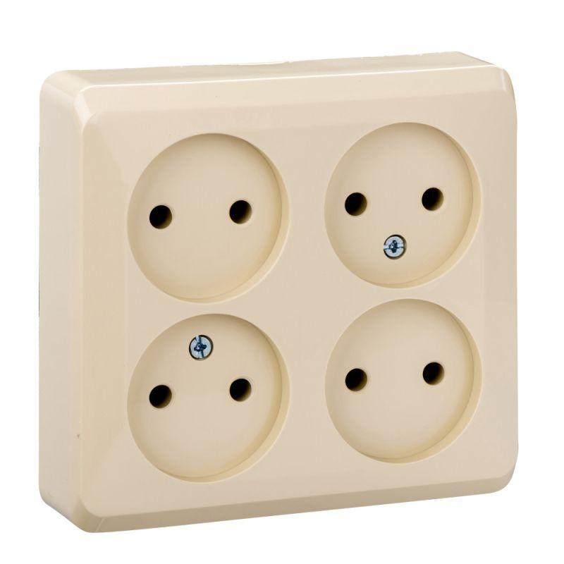 Розетка 4-м ОП Этюд 16А IP20 250В без заземл. без защ. шторок крем. SE PA16-205K купить оптом выгодно Розетка 4-м ОП Этюд 16А IP20 250В без заземл. без защ. шторок крем. SE PA16-205K оптом купить цена