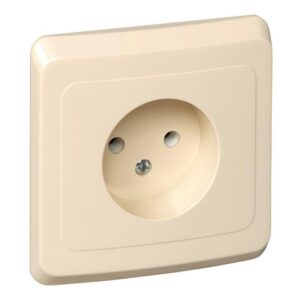 Розетка 1-м СП Этюд 16А IP20 250В без заземл. без защ. шторок крем. SE PC16-001K оптом купить цена