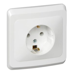 Розетка 1-м СП Этюд 16А IP20 250В с заземл. без защ. шторок бел. SE PC16-003B оптом купить цена