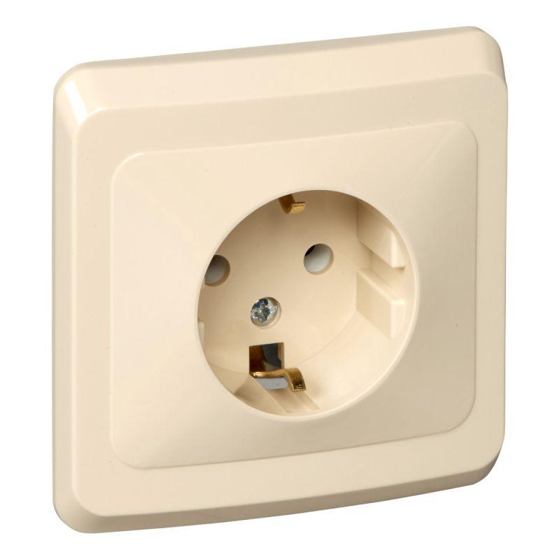 Розетка 1-м СП Этюд 16А IP20 250В с заземл. без защ. шторок крем. SE PC16-003K купить оптом выгодно Розетка 1-м СП Этюд 16А IP20 250В с заземл. без защ. шторок крем. SE PC16-003K оптом купить цена