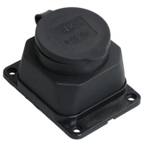 Розетка 1-м Омега РБ13-1-0м IP44 настен. с заземл. с защ. крышкой каучук черн. IEK PKR11-016-2-K02 оптом купить цена