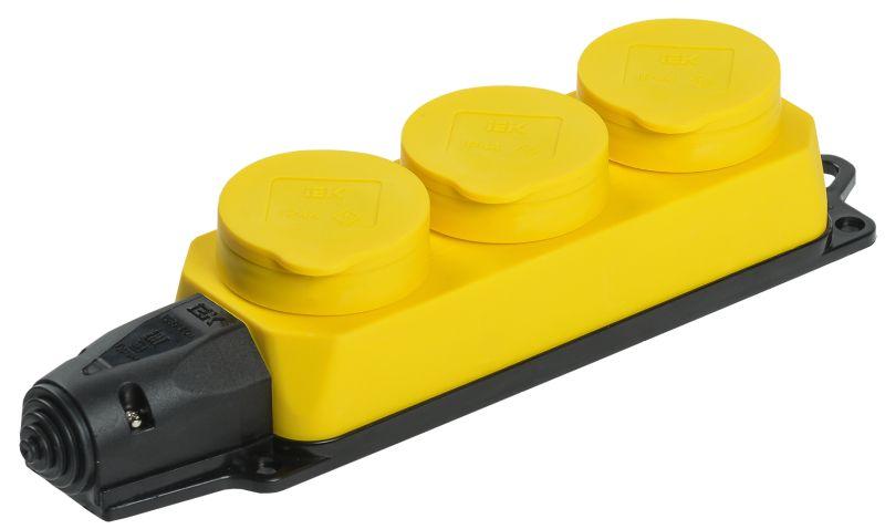 Колодка 3-м ОМЕГА РБ33-1-0м IP44 каучук желт. IEK PKR61-016-2-K05 купить оптом выгодно Колодка 3-м ОМЕГА РБ33-1-0м IP44 каучук желт. IEK PKR61-016-2-K05 оптом купить цена