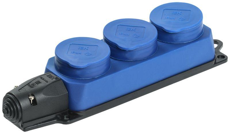 Колодка 3-м ОМЕГА РБ33-1-0м IP44 каучук син. IEK PKR61-016-2-K07 купить оптом выгодно Колодка 3-м ОМЕГА РБ33-1-0м IP44 каучук син. IEK PKR61-016-2-K07 оптом купить цена