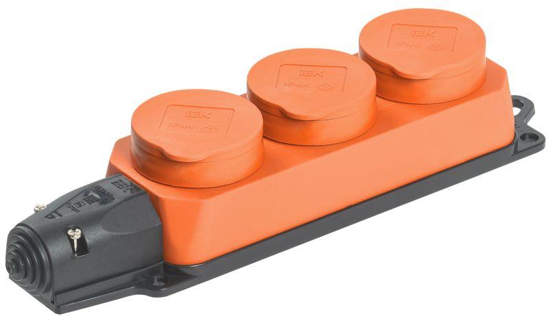 Колодка 3-м ОМЕГА РБ33-1-0м IP44 каучук оранж. IEK PKR61-016-2-K09 купить оптом выгодно Колодка 3-м ОМЕГА РБ33-1-0м IP44 каучук оранж. IEK PKR61-016-2-K09 оптом купить цена