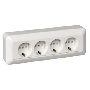 Розетка 4-м ОП Blanca / Прима 16А IP20 250В с заземл. защ. шторки с монтажн. пластиной (опт. упак.) бел. SE RA16-411M-B оптом купить цена