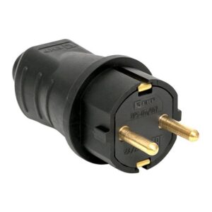 Вилка прямая 16А 2P+PE 230В IP44 каучук черн. EKF RPS-011-16-230-44 оптом купить цена