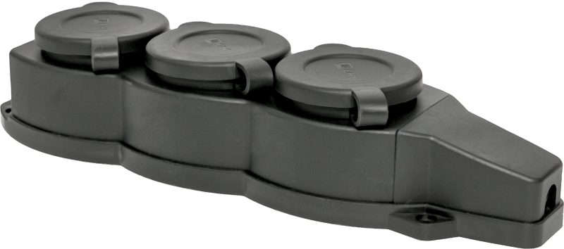 Колодка 3-м 16А IP44 2P+PE 230В с защ. крышками каучук EKF RPS-015-16-230-44 купить оптом выгодно Колодка 3-м 16А IP44 2P+PE 230В с защ. крышками каучук EKF RPS-015-16-230-44 оптом купить цена