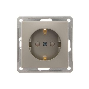 Розетка 1-м СП W59 16А IP20 с заземл. защ. шторки механизм шампань SE RS16-152-4-86 оптом купить цена