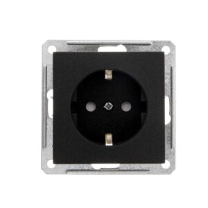 Розетка 1-м СП W59 16А IP20 с заземл. защ. шторки механизм черн. бархат SE RS16-152-6-86 оптом купить цена