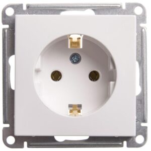 Розетка 1-м СП W59 16А IP20 с заземл. без защ. шторок механизм бел. SE RS16-154-1-86 оптом купить цена