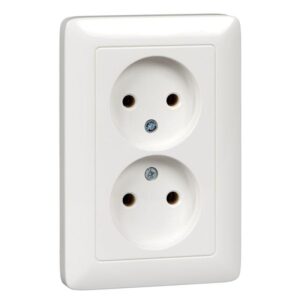 Розетка 2-м СП Хит 16А IP21 250В без заземл. без защ. шторок бел. SE RS16-235-B оптом купить цена