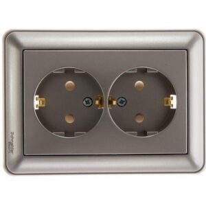 Розетка 2-м СП W59 16А IP20 с заземл. защ. шторки в сборе шампань SE RS16-255-48 оптом купить цена