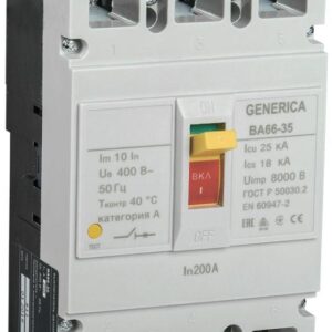 Выключатель автоматический 3п 200А 25кА ВА66-35 GENERICA SAV30-3-0200-G оптом купить цена