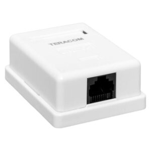 Розетка настенная TERACOM кат.5E неэкранированная 1 порт RJ-45 Dual IDC бел. EKF TRC-WBOX-1RJ45-5EUTP-WH оптом купить цена