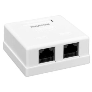 Розетка настенная TERACOM кат.5E неэкранированная 2 порта RJ-45 Dual IDC бел. EKF TRC-WBOX-2RJ45-5EUTP-WH оптом купить цена