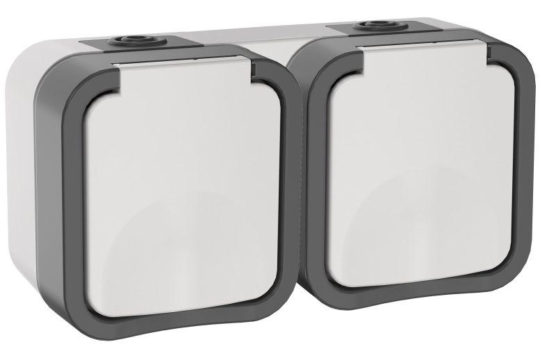 Розетка 2-м ОП TORS 16А IP55 TS222 горизонт. с заземл. с крышкой бел. IEK TS-R26-16-55-G-K41 купить оптом выгодно Розетка 2-м ОП TORS 16А IP55 TS222 горизонт. с заземл. с крышкой бел. IEK TS-R26-16-55-G-K41 оптом купить цена