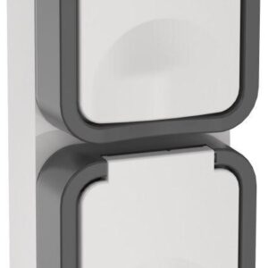 Розетка 2-м ОП TORS 16А IP55 TS232 вертик. с заземл. с крышкой бел. IEK TS-R26-16-55-V-K41 оптом купить цена