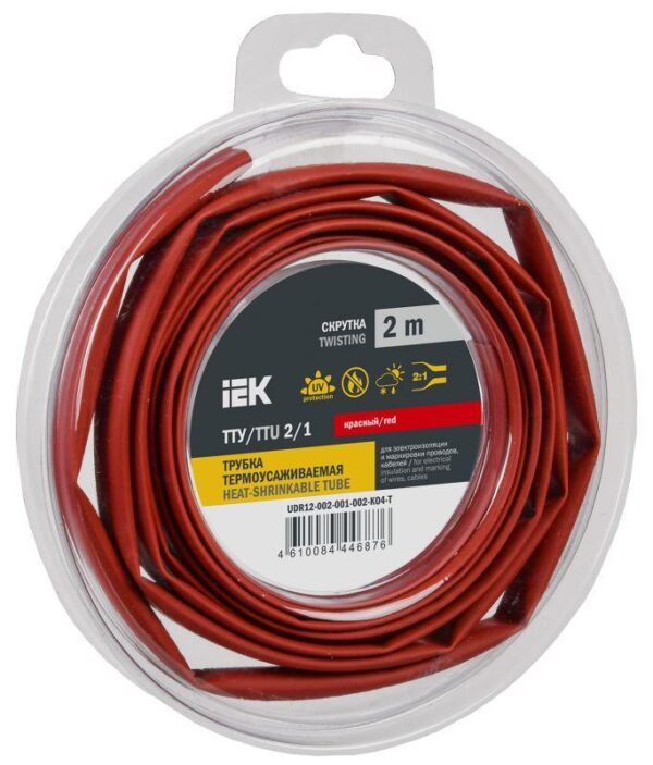 Трубка термоусадочная ТТУ нг-LS 2/1 красн. (уп.2м) IEK UDR12-002-001-002-K04-T оптом купить цена