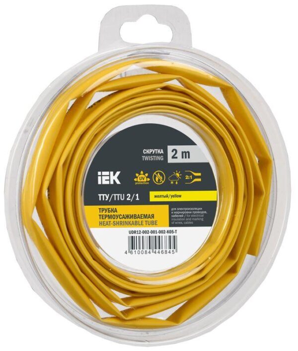 Трубка термоусадочная ТТУ нг-LS 2/1 желт. (уп.2м) IEK UDR12-002-001-002-K05-T оптом купить цена