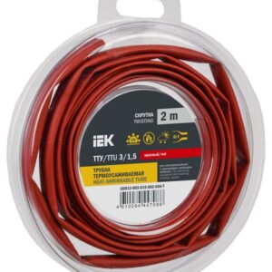 Трубка термоусадочная ТТУ нг-LS 3/1.5 красн. (уп.2м) IEK UDR12-003-D15-002-K04-T оптом купить цена