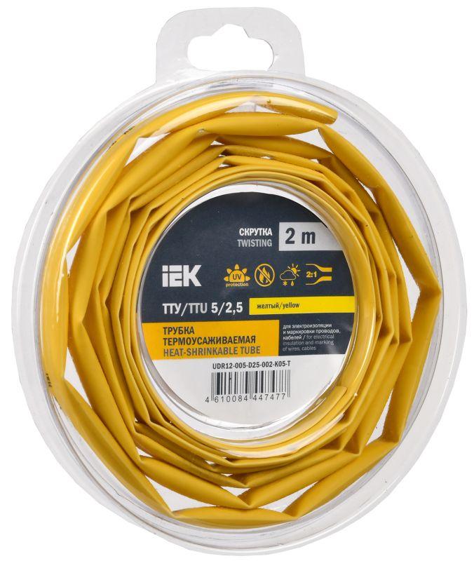 Трубка термоусадочная ТТУ нг-LS 5/2.5 желт. (уп.2м) IEK UDR12-005-D25-002-K05-T купить оптом выгодно Трубка термоусадочная ТТУ нг-LS 5/2.5 желт. (уп.2м) IEK UDR12-005-D25-002-K05-T оптом купить цена