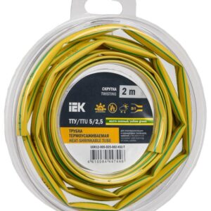 Трубка термоусадочная ТТУ нг-LS 5/2.5 желт./зел. (уп.2м) IEK UDR12-005-D25-002-K52-T оптом купить цена