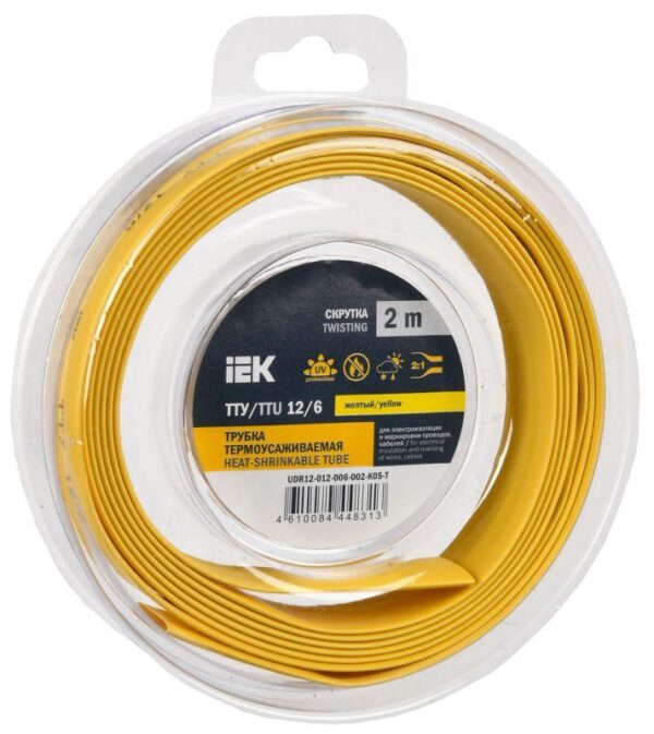 Трубка термоусадочная ТТУ нг-LS 12/6 желт./зел. (уп.2м) IEK UDR12-012-006-002-K52-T оптом купить цена