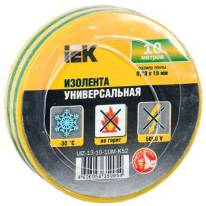 Изолента ПВХ 0.13х15мм (рул.10м) желт./зел. IEK UIZ-13-10-10M-K52 оптом купить цена