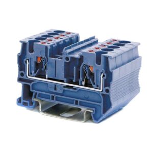 Клемма проходная зажим push-in 2 точки подключения 4кв.мм син. DKC VPR-4-BU оптом купить цена