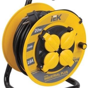 Удлинитель на катушке 4х20м с заземл. 16А IP44 Industrial plus УК20 3х1.5 термозащита IEK WKP15-16-04-20-44 оптом купить цена