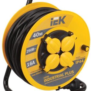 Удлинитель на катушке 4х40м с заземл. 16А IP44 Industrial plus УК40 3х1.5 термозащита IEK WKP15-16-04-40-44 оптом купить цена