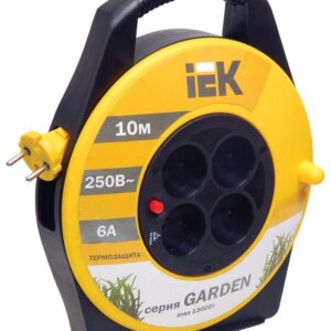Удлинитель на катушке 4х10м без заземл. 6А IP20 Garden УК10 2х0.75 термозащита IEK WKP23-06-04-10 оптом купить цена