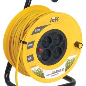 Удлинитель на катушке 4х30м без заземл. 6А IP20 Garden УК30 2х0.75 термозащита IEK WKP23-06-04-30 оптом купить цена
