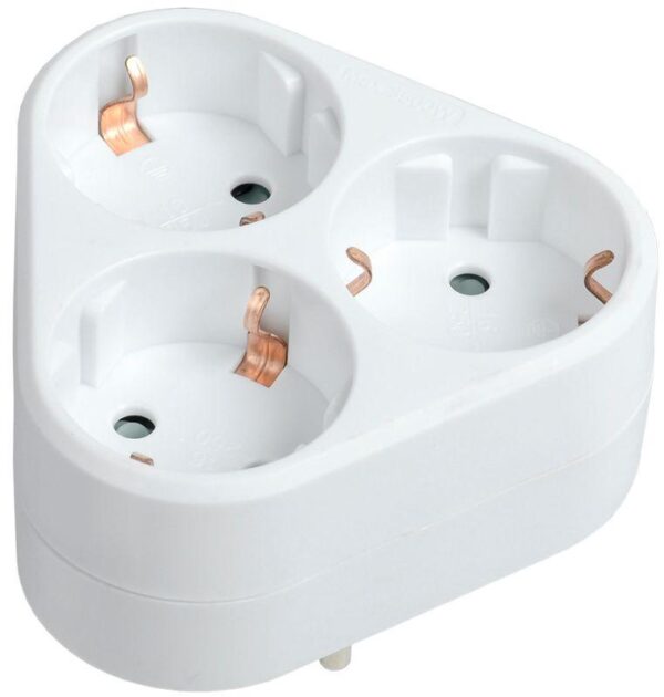 Разветвитель 3-м 16А IP20 Т-01/03 2P+PE треугольн. бел. IEK WTP10-16-03-Z-K01 оптом купить цена