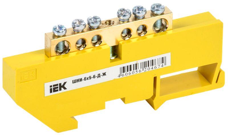 Шина PE "земля" на DIN-изоляторе ШНИ-6х9-6-Д-Ж IEK YNN10-69-6D-K05 купить оптом выгодно Шина PE "земля" на DIN-изоляторе ШНИ-6х9-6-Д-Ж IEK YNN10-69-6D-K05 оптом купить цена