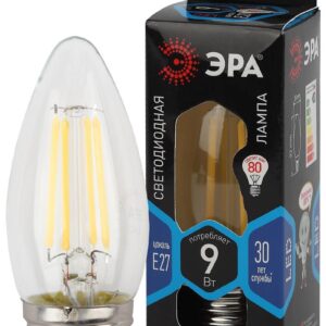 Лампочка светодиодная ЭРА F-LED B35-9w-840-E27 Е27 / Е27 9Вт филамент свеча нейтральный белый свет купить оптом недорого