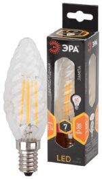 Лампочка светодиодная ЭРА F-LED BTW-7W-827-E14 Е14 / Е14 7Вт филамент свеча витая теплый белый свет купить оптом недорого