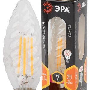 Лампочка светодиодная ЭРА F-LED BTW-7W-827-E14 Е14 / Е14 7Вт филамент свеча витая теплый белый свет купить оптом недорого
