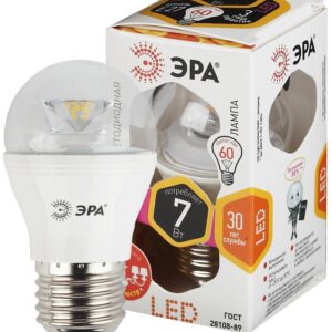 Лампочка светодиодная ЭРА STD LED P45-7W-827-E27-Clear E27 / Е27 7Вт шар теплый белый свет купить оптом недорого