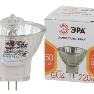 Лампочка галогенная ЭРА GU4-MR11-50W-220V-30CL GU4 50Вт софит теплый белый свет купить оптом недорого