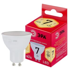 Лампочка светодиодная ЭРА RED LINE LED MR16-7W-827-GU10 R GU10 7 Вт софит теплый белый свет купить оптом недорого