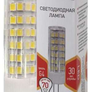 Лампочка светодиодная ЭРА STD LED JC-7W-220V-CER-827-G4 G4 7Вт керамика капсула теплый белый свет купить оптом недорого