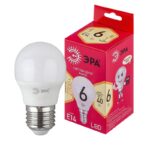 Лампочка светодиодная ЭРА RED LINE LED P45-6W-827-E14 R Е14 / E14 6 Вт шар теплый белый свет купить оптом недорого