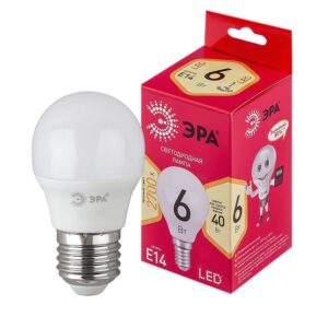 Лампочка светодиодная ЭРА RED LINE LED P45-6W-827-E14 R Е14 / E14 6 Вт шар теплый белый свет купить оптом недорого