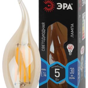 Лампочка светодиодная ЭРА F-LED BXS-5W-840-E14 gold Е14 / Е14 5Вт филамент свеча на ветру золотистая нейтральный свет купить оптом недорого