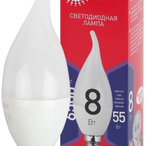 Лампочка светодиодная ЭРА RED LINE LED BXS-8W-865-E14 R E14 / Е14 8Вт свеча на ветру холодный дневной свет купить оптом недорого