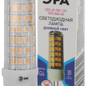 Лампочка светодиодная ЭРА STD LED JC-5W-12V-CER-840-G4 G4 5 Вт керамика капсула нейтральный белый свет купить оптом недорого