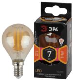 Лампочка светодиодная ЭРА F-LED P45-7W-827-E14 gold E14 / Е14 7Вт филамент шар золотистый теплый белый свет купить оптом недорого