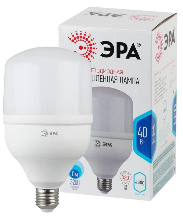 Лампа светодиодная ЭРА STD LED POWER T120-40W-4000-E27 E27 / Е27 40 Вт колокол нейтральный белый свет купить оптом недорого